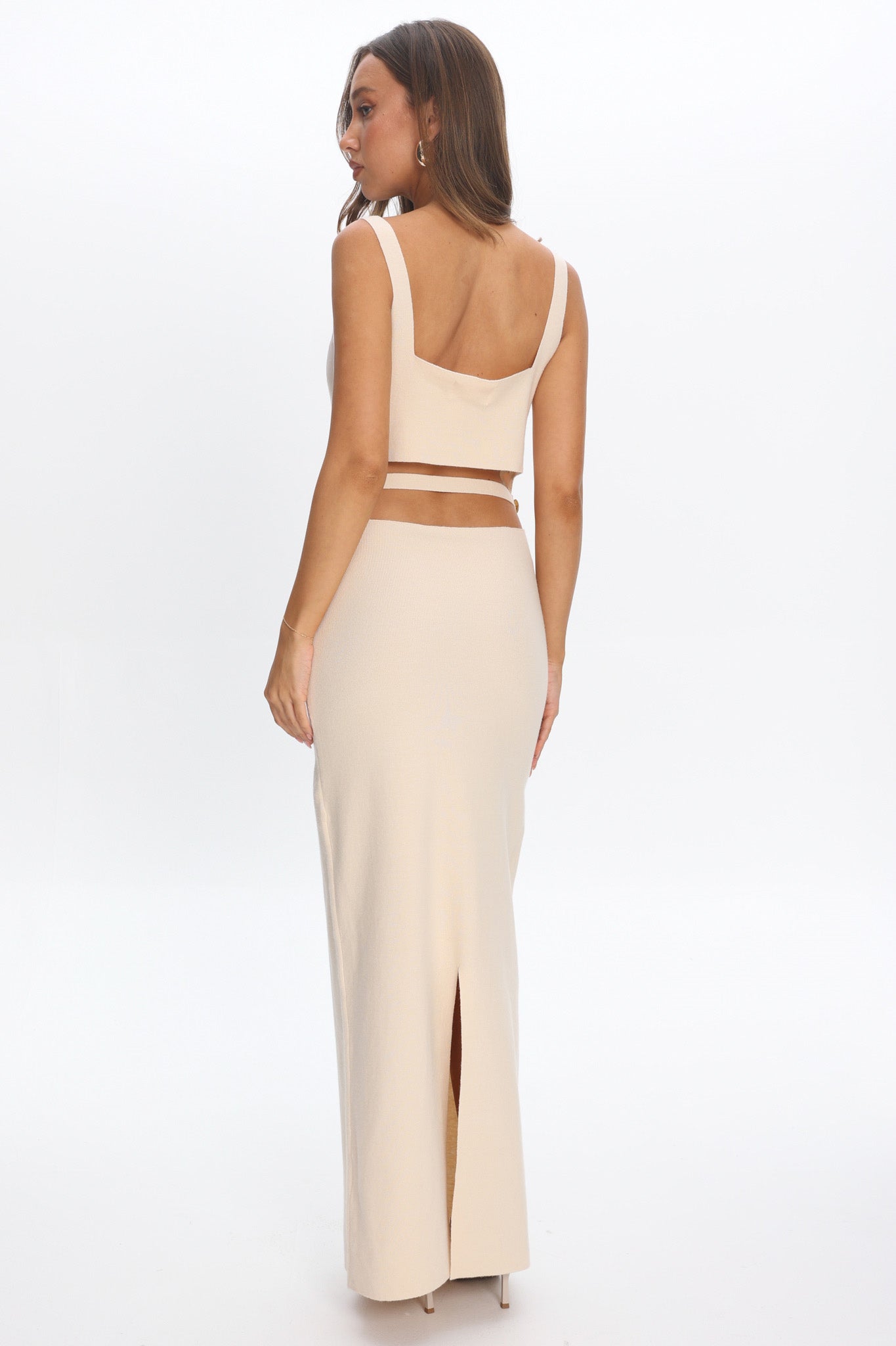 Fall Moon Cut-Out Back Maxi Dress Ivory by Selfie Leslie Australia