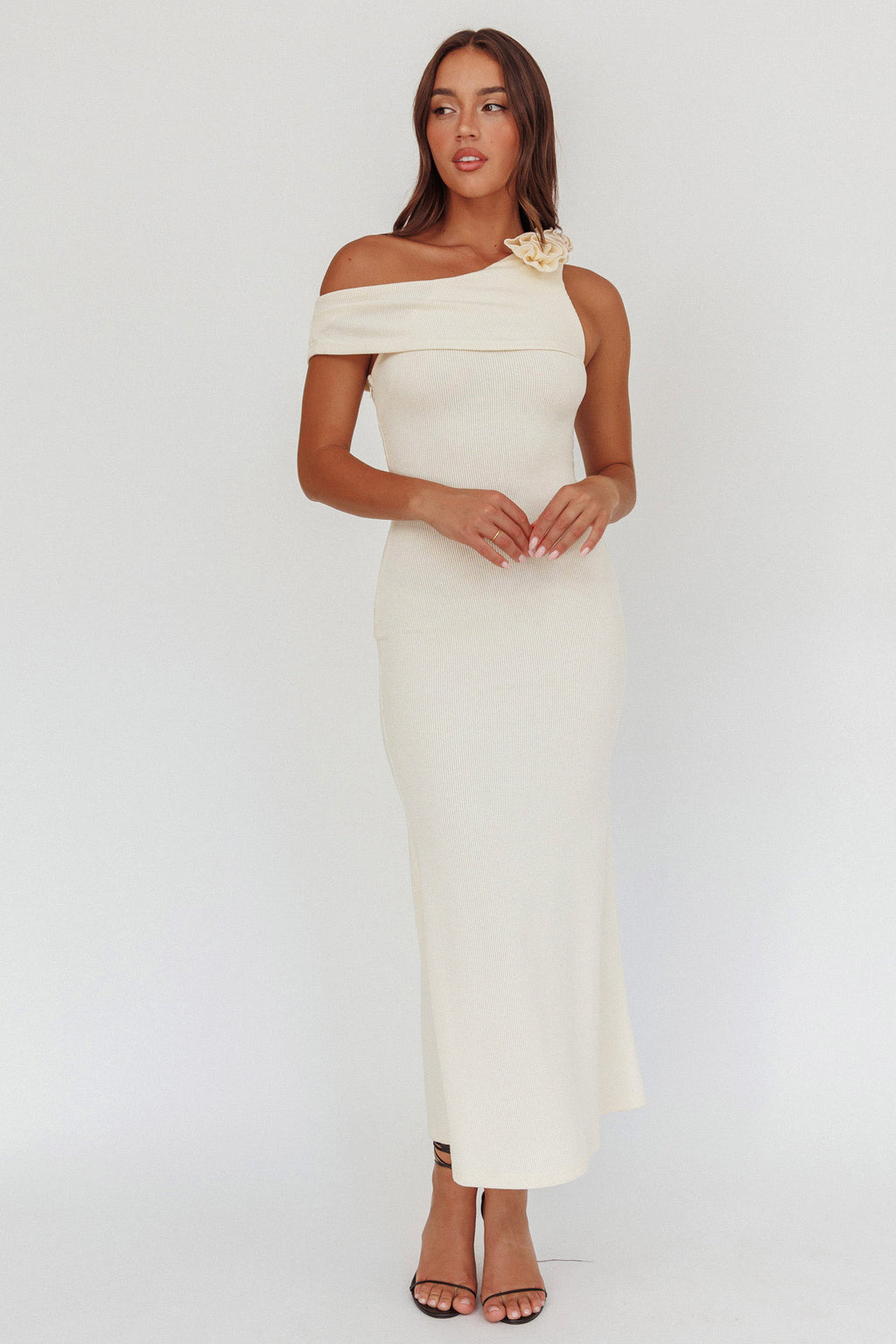 Mazon One-Shoulder Knit Maxi Dress Butter by Selfie Leslie Australia