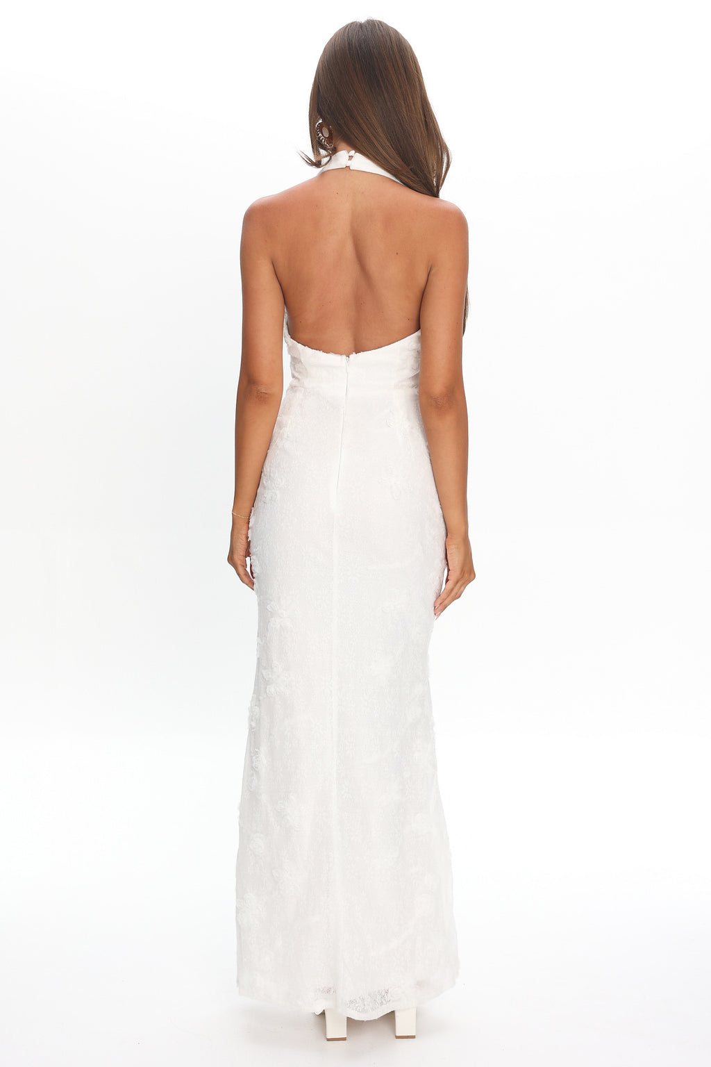Alisette Halter Split Maxi Dress White by Selfie Leslie Australia