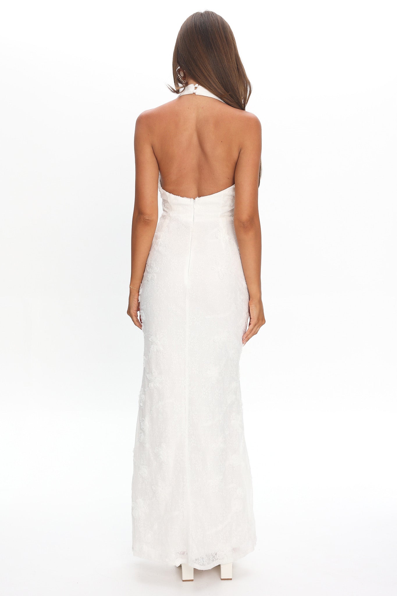 Alisette Halter Split Maxi Dress White by Selfie Leslie Australia