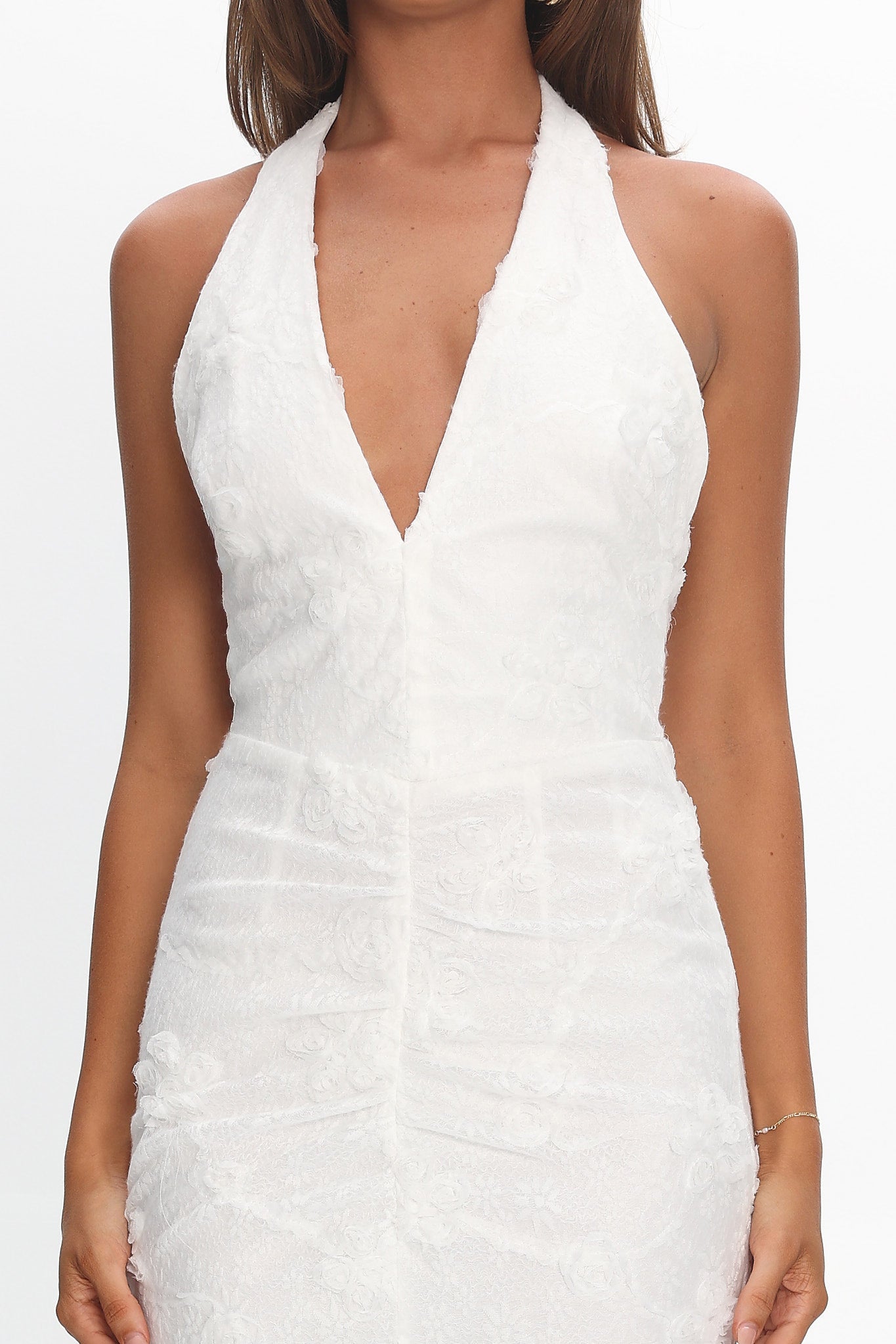 Alisette Halter Split Maxi Dress White by Selfie Leslie Australia