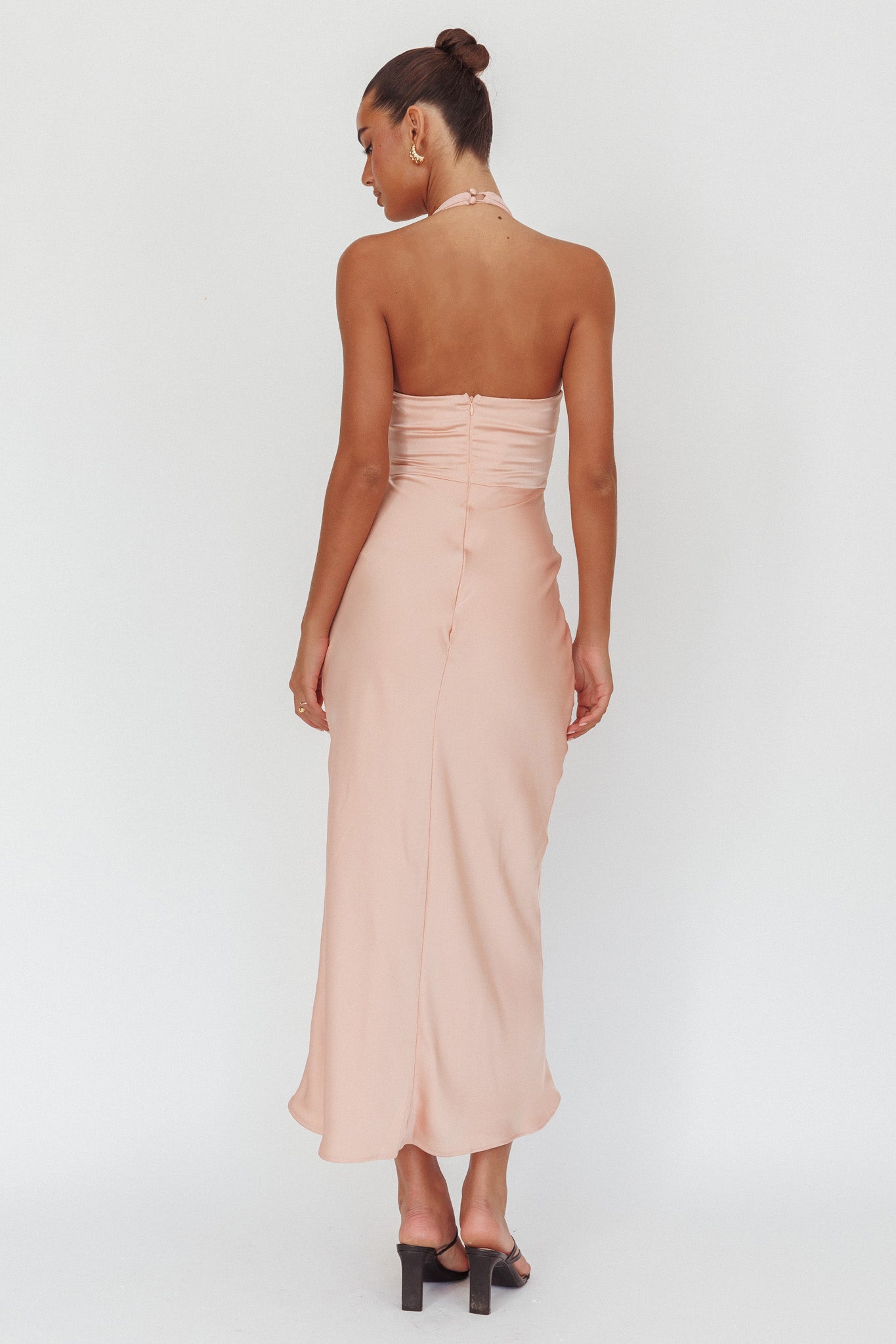 Kasi Sheer Panel Halter Maxi Dress Rose by Selfie Leslie Australia