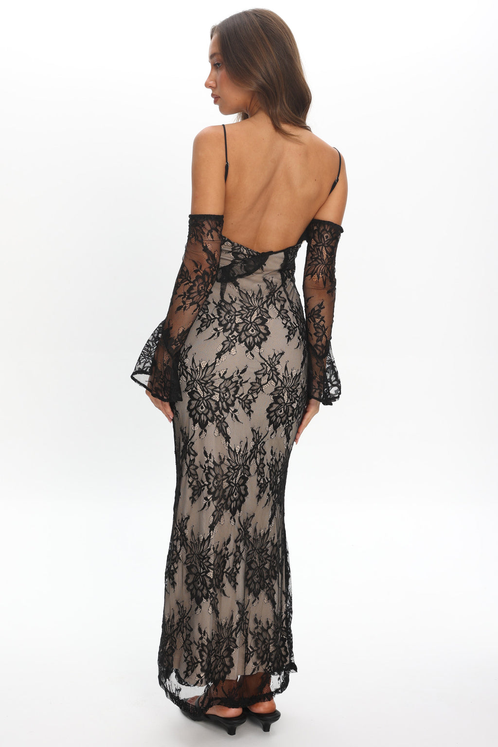 Zarah Off-Shoulder Sleeve Lace Maxi Dress Black by Selfie Leslie Australia