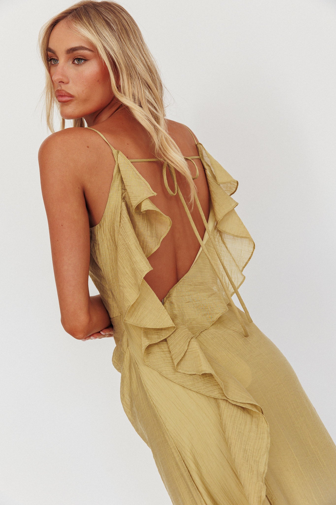 Soul Fires Ruffle Back Maxi Dress Hazel by Selfie Leslie Australia