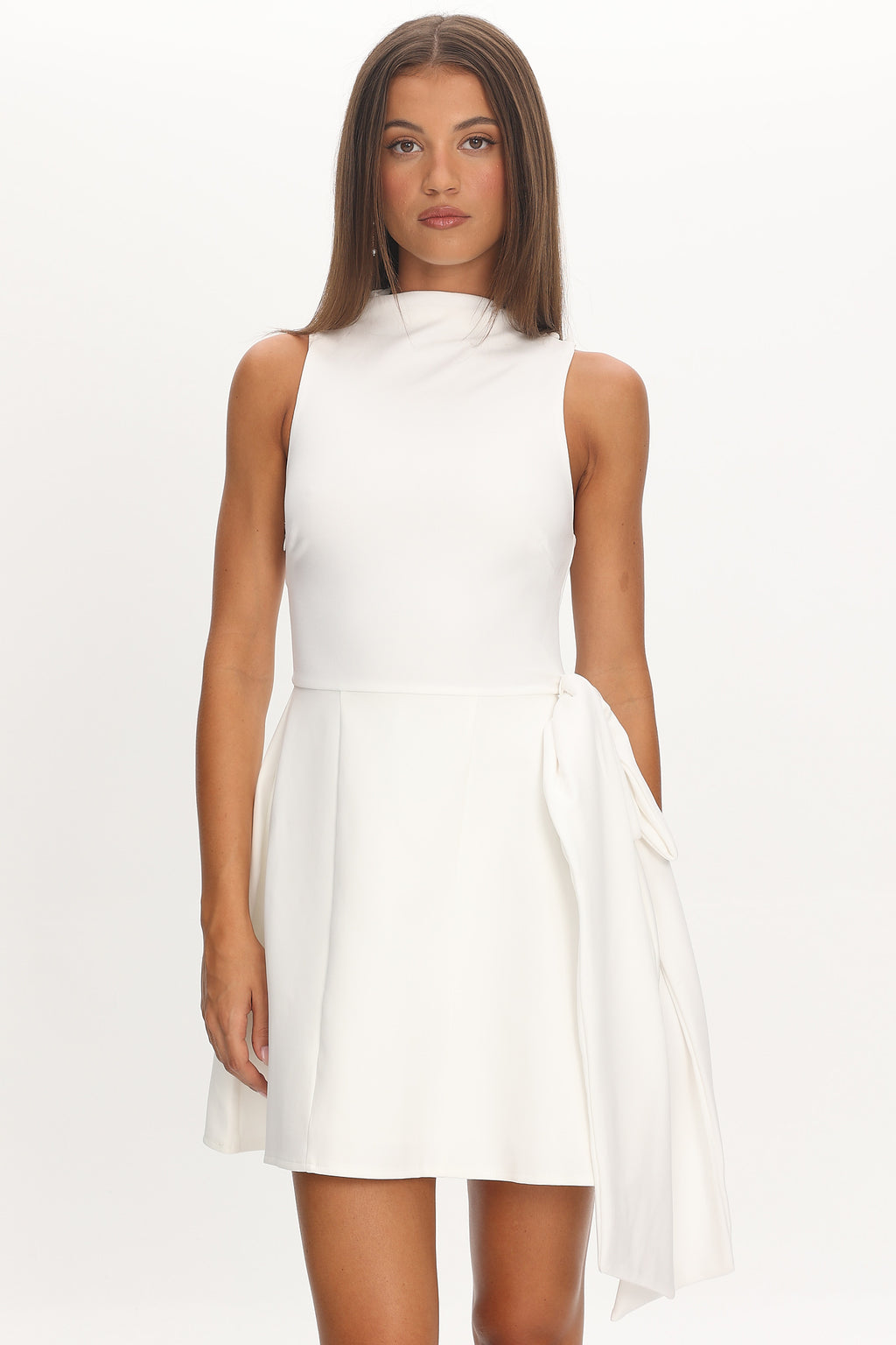 Breaker High Neck Mini Dress White by Selfie Leslie Australia