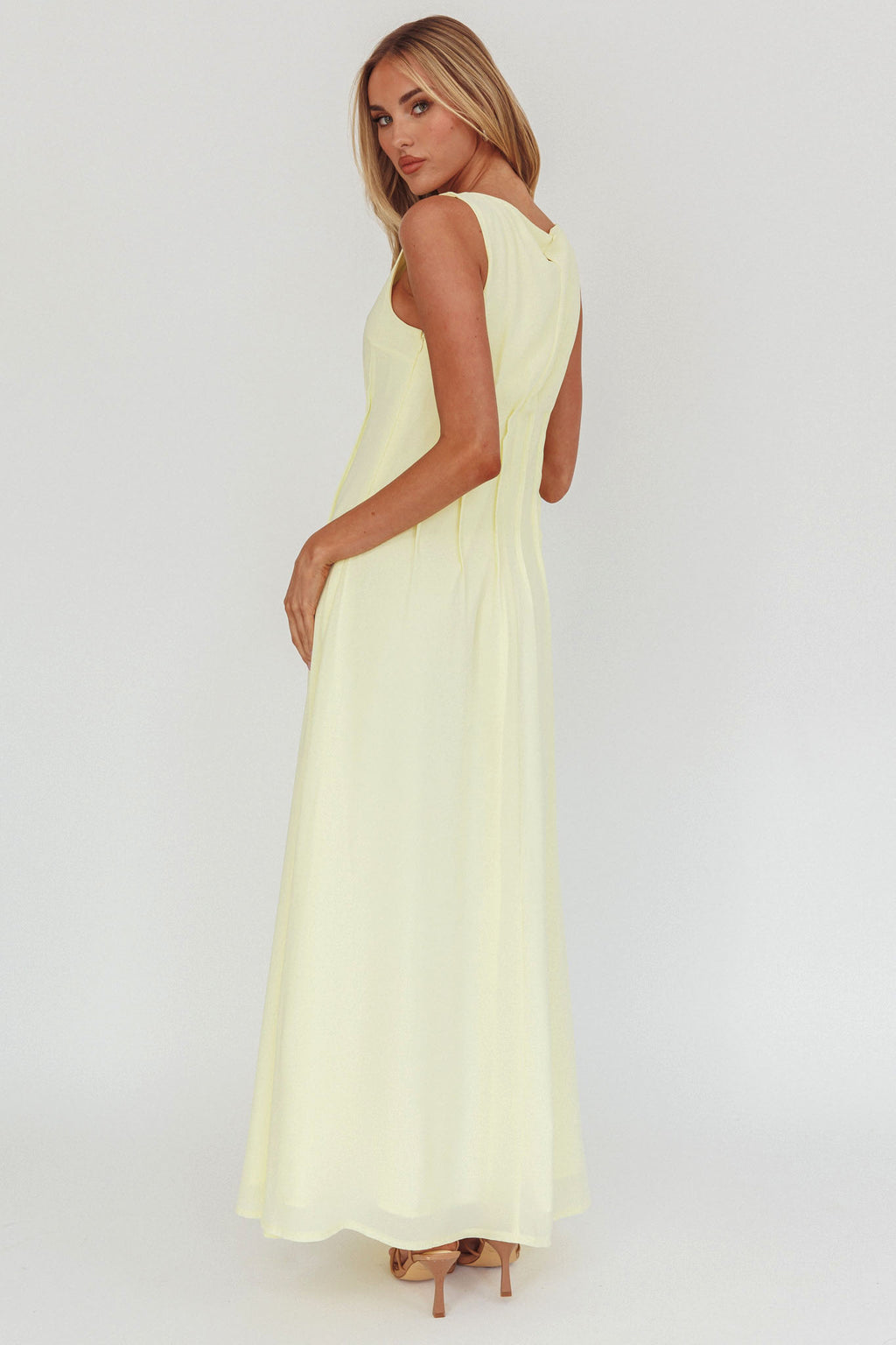 Karine Pintuck Pleat Maxi Dress Butter by Selfie Leslie Australia