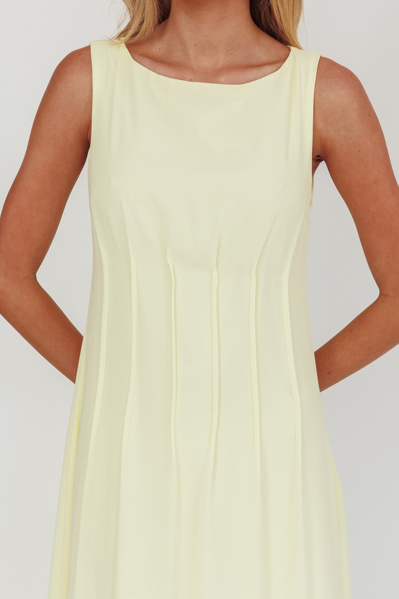 Karine Pintuck Pleat Maxi Dress Butter by Selfie Leslie Australia