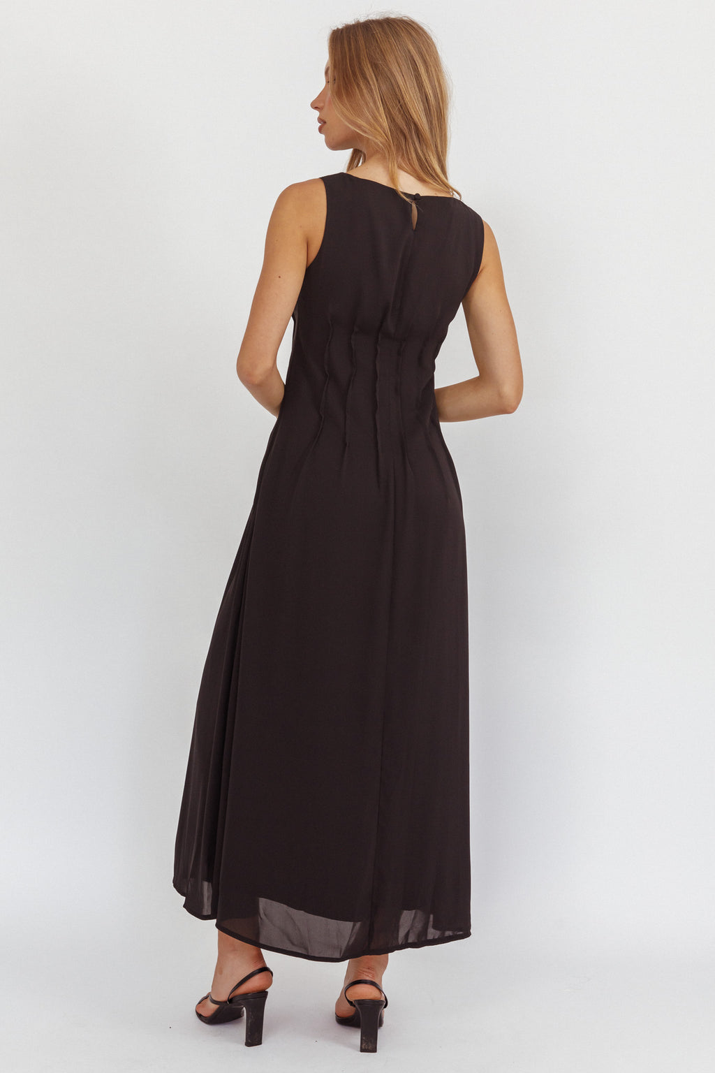 Karine Pintuck Pleat Maxi Dress Black by Selfie Leslie Australia
