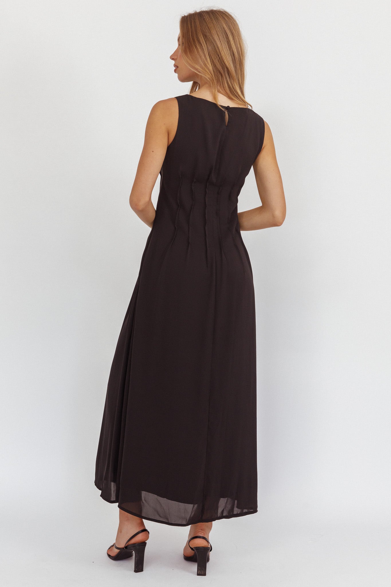 Karine Pintuck Pleat Maxi Dress Black by Selfie Leslie Australia