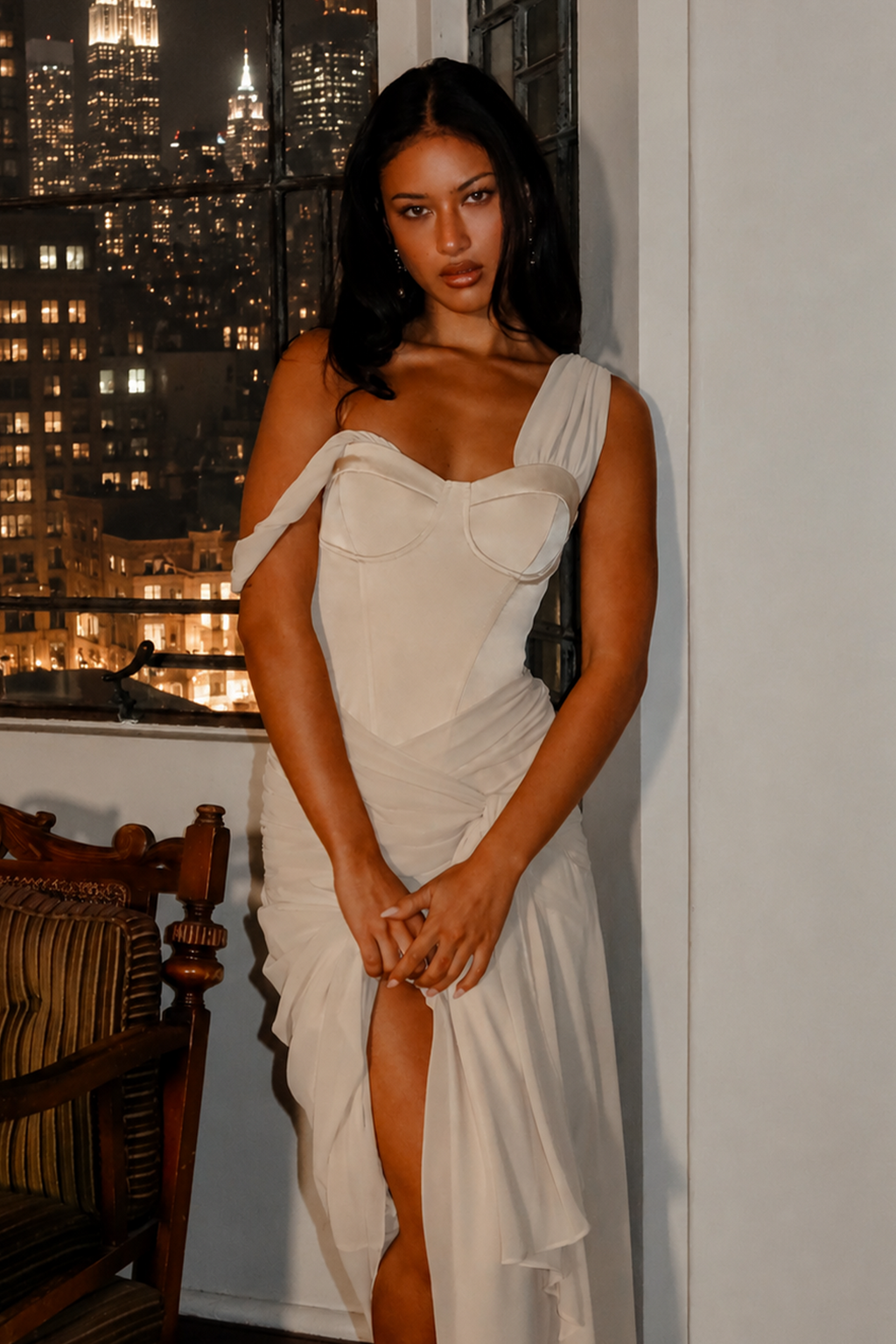 Keia Waist Sash Maxi Dress Powder Butter