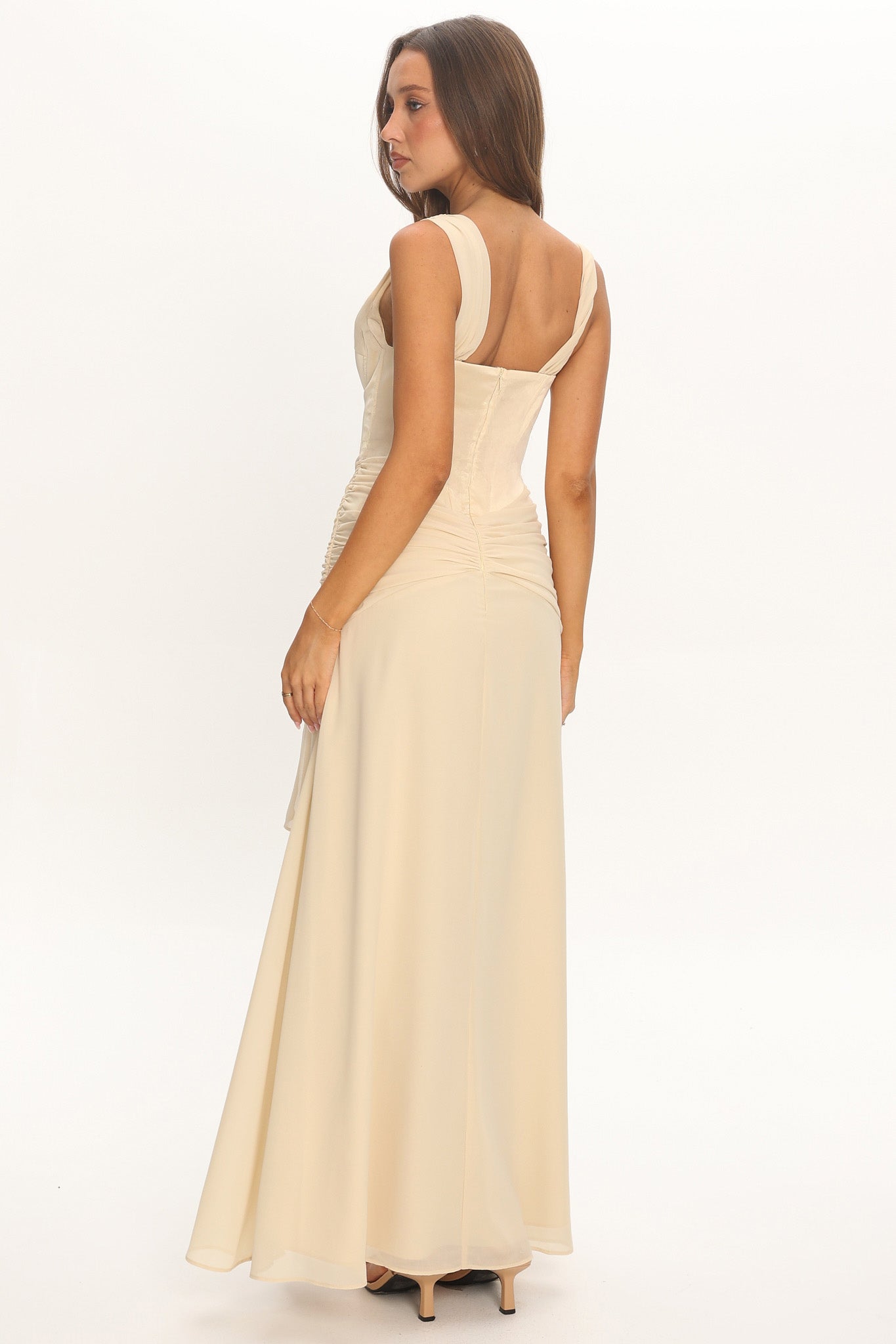 Keia Waist Sash Maxi Dress Powder Butter by Selfie Leslie Australia