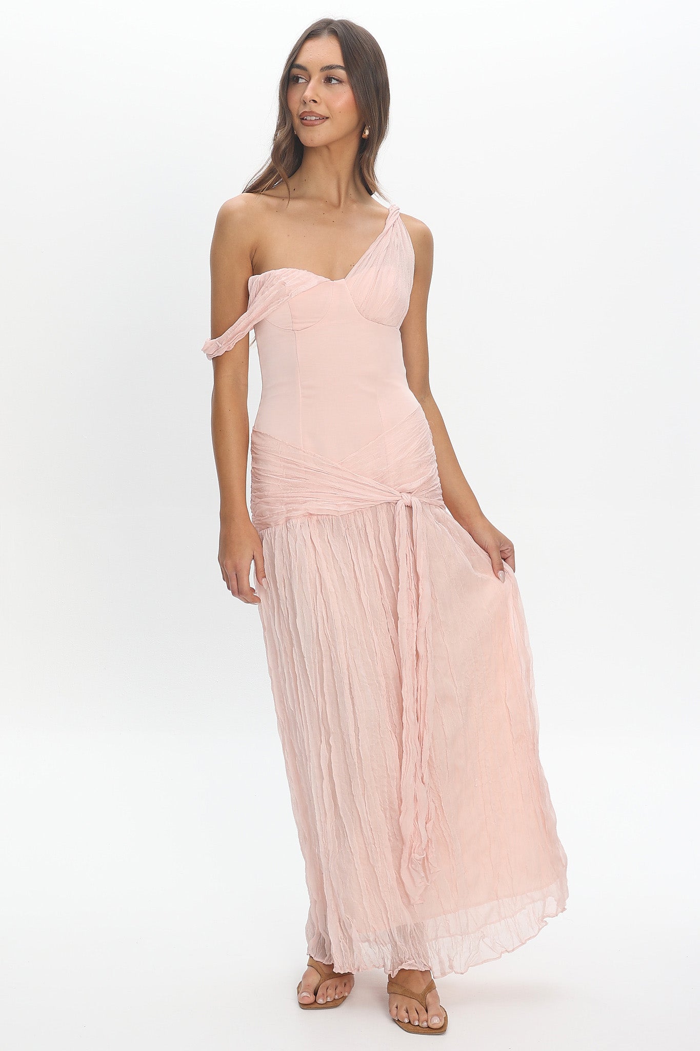 Keia Crepe Chiffon Maxi Dress Light Pink