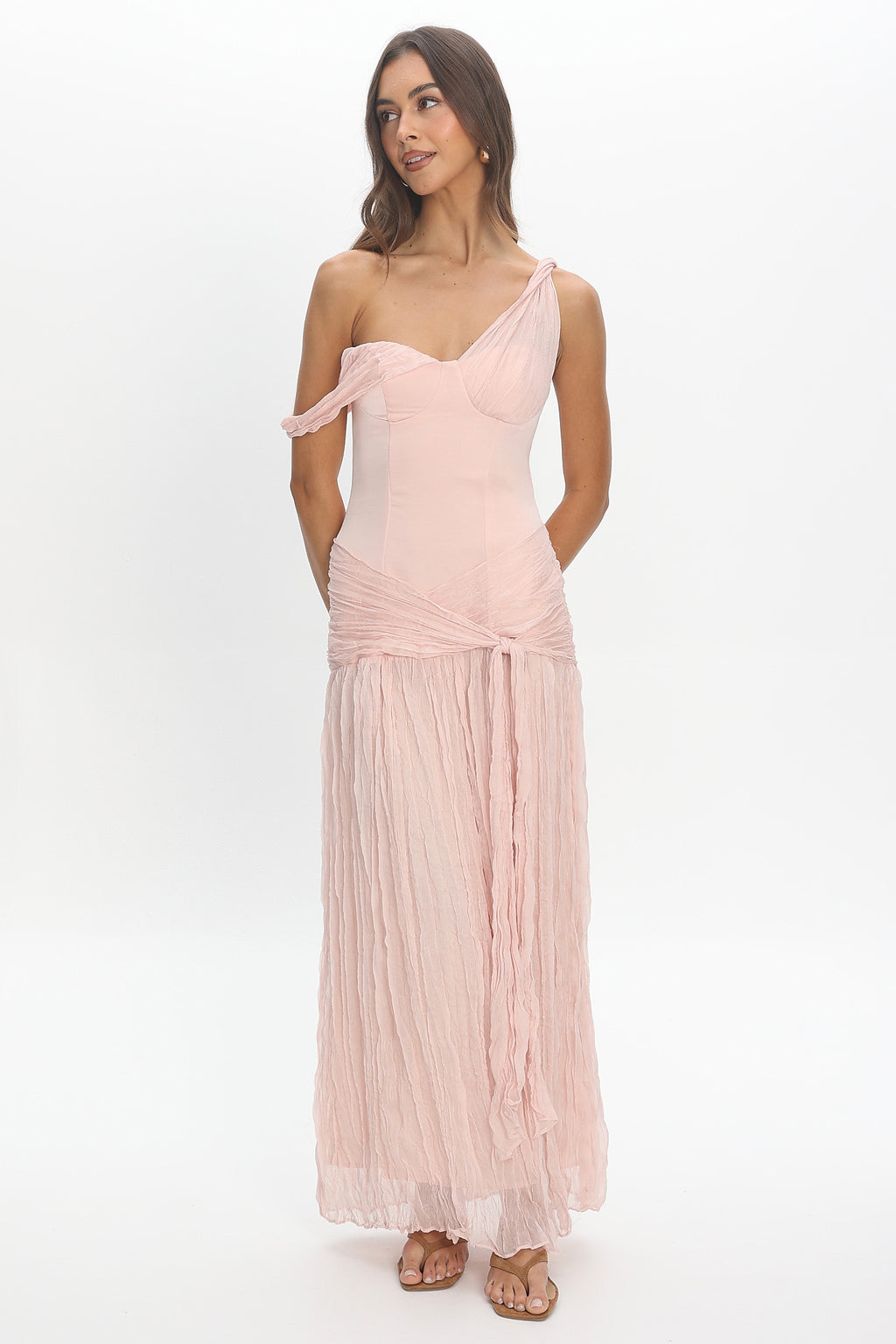 Keia Crepe Chiffon Maxi Dress Light Pink