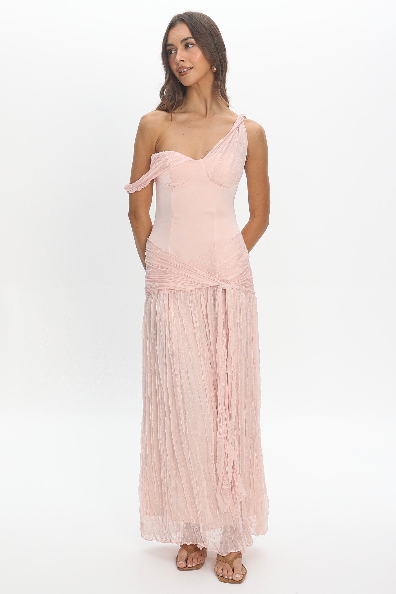 Keia Crepe Chiffon Maxi Dress Light Pink