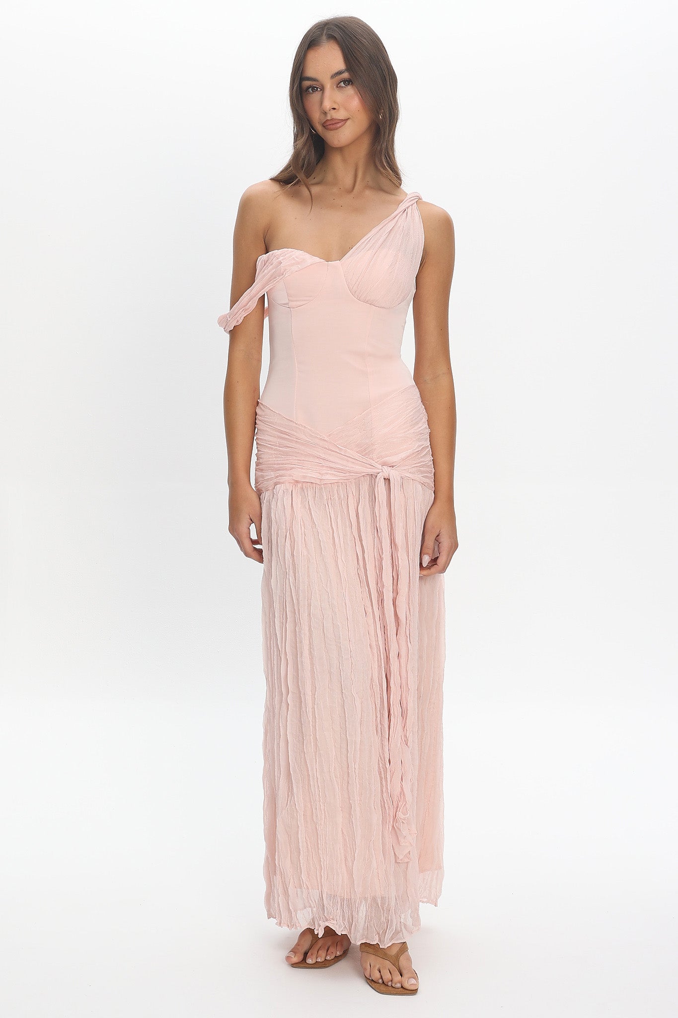Keia Crepe Chiffon Maxi Dress Light Pink