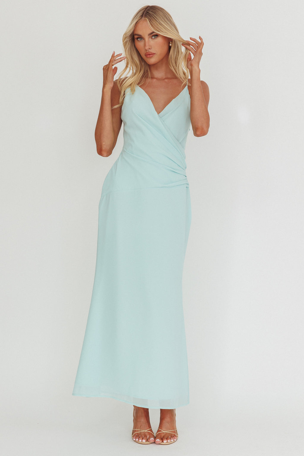 Lexxi Crossover Gathered Waist Maxi Dress Tiffany Blue by Selfie Leslie Australia