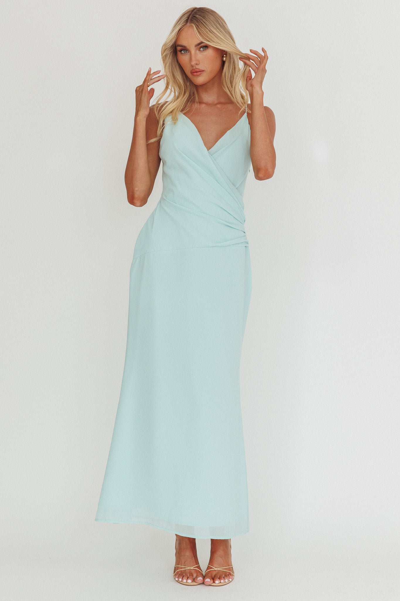 Lexxi Crossover Gathered Waist Maxi Dress Tiffany Blue by Selfie Leslie Australia