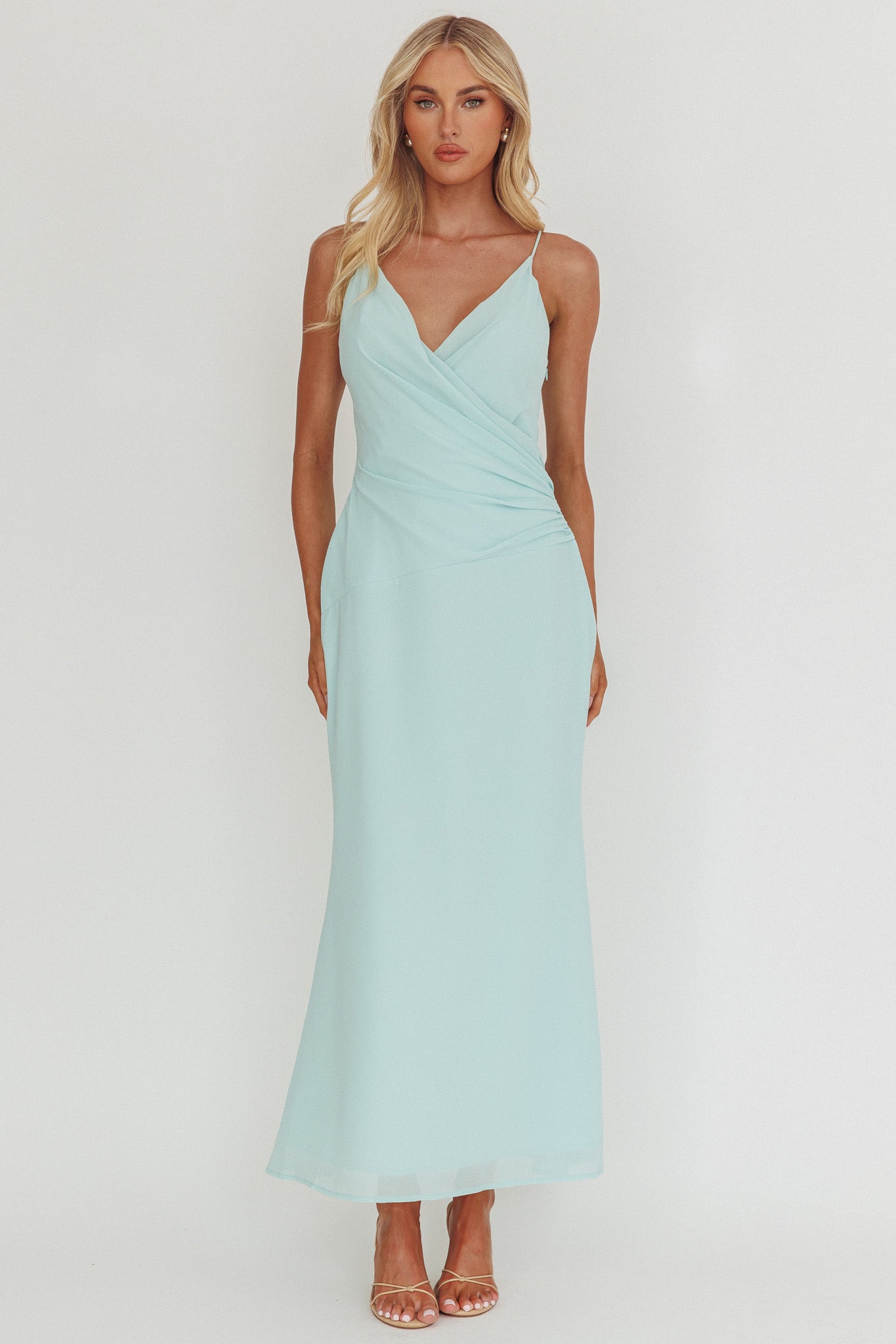 Lexxi Crossover Gathered Waist Maxi Dress Tiffany Blue by Selfie Leslie Australia