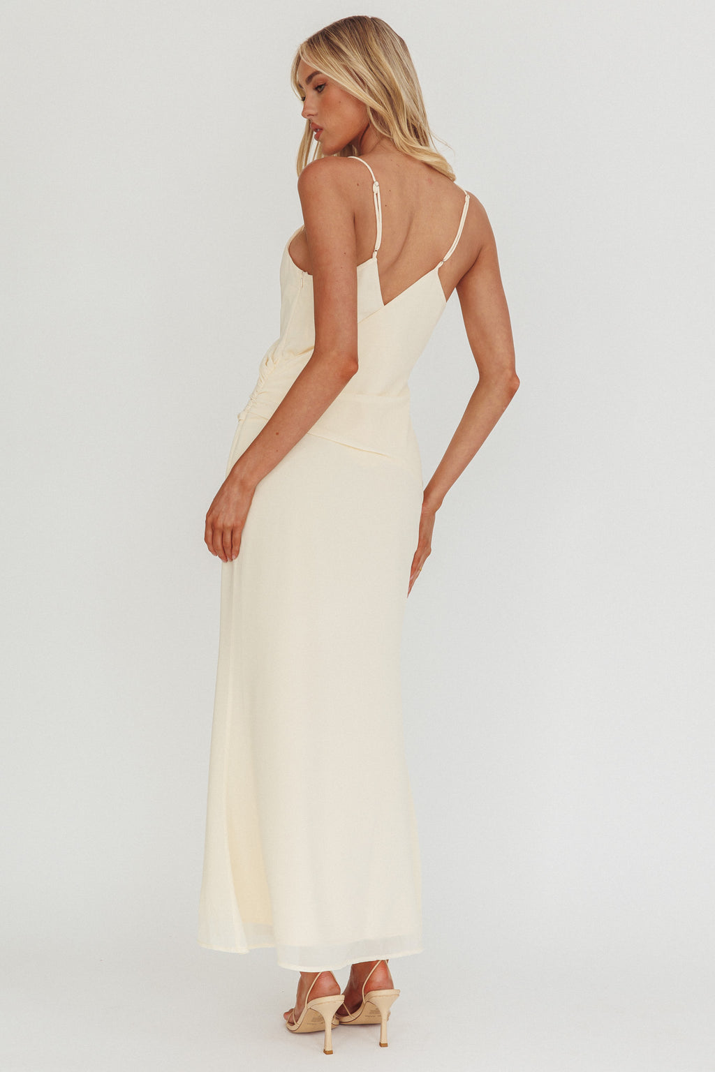 Lexxi Crossover Gathered Waist Maxi Dress Butter by Selfie Leslie Australia
