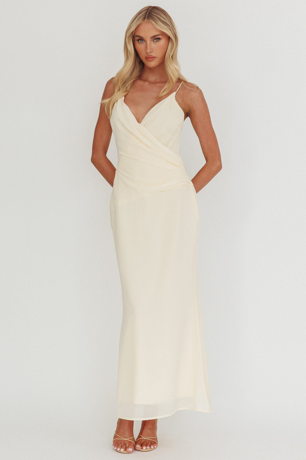 Lexxi Crossover Gathered Waist Maxi Dress Butter by Selfie Leslie Australia