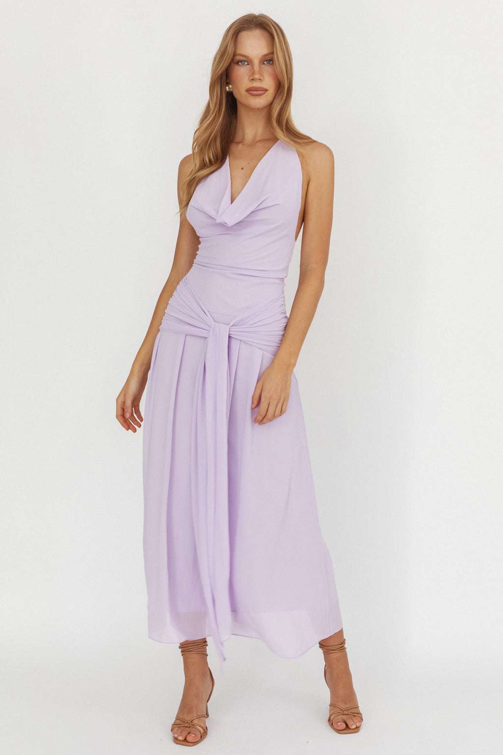 drop waist jean dress Lanvin - Short Charmeuse Dress For Women - Raisin main image 1