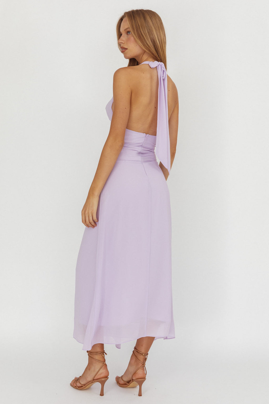 Maretha Cowl Halterneck Maxi Dress Lilac by Selfie Leslie Australia