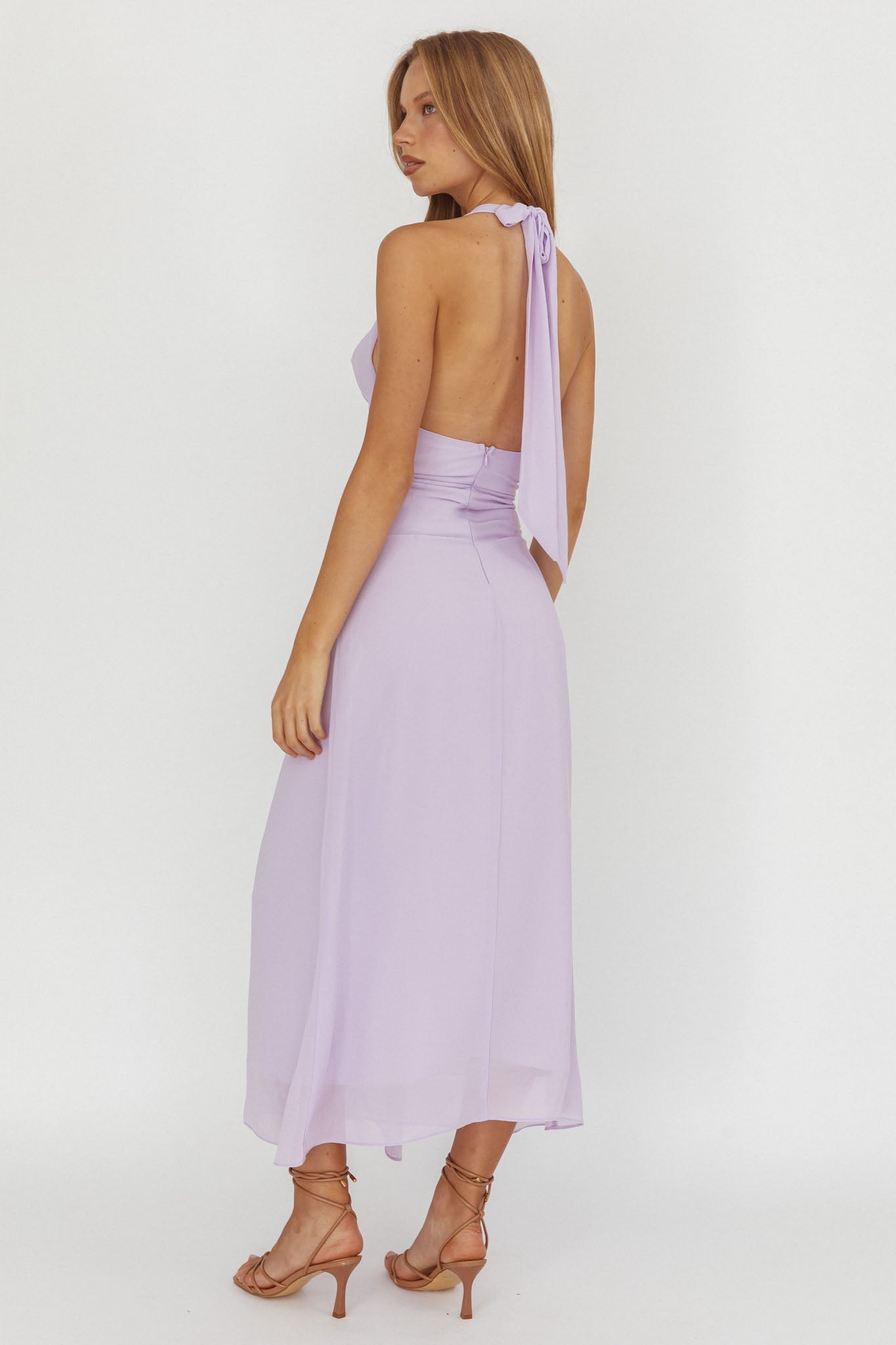 Maretha Cowl Halterneck Maxi Dress Lilac by Selfie Leslie Australia