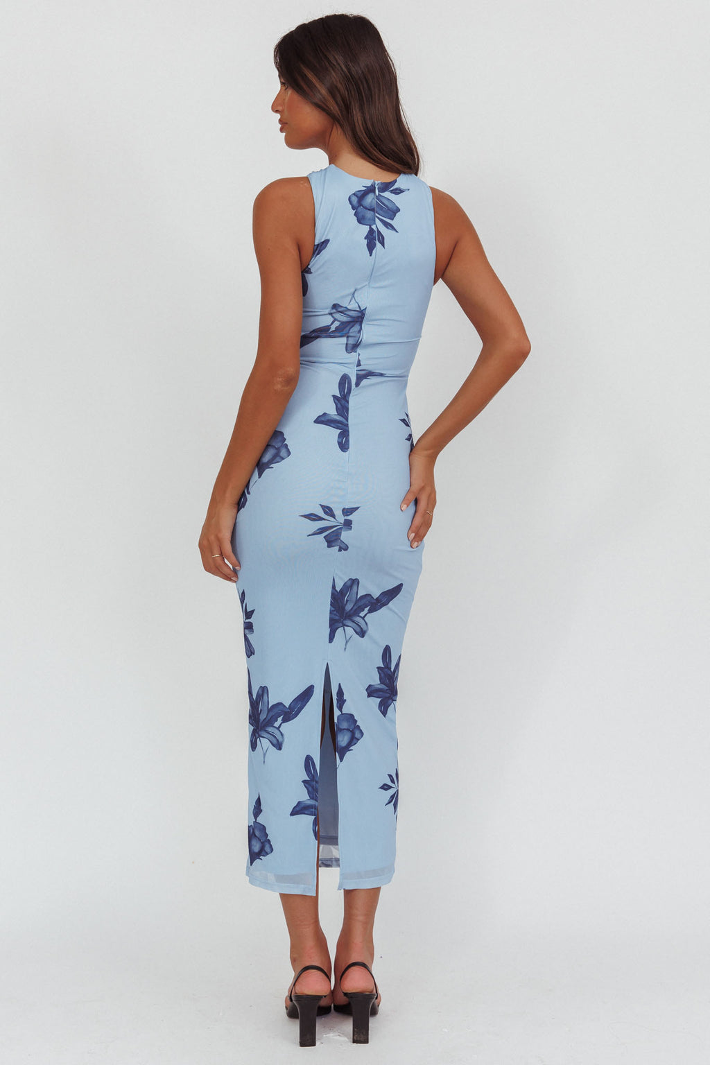 Maretha Gold Link Neckline Maxi Dress Lily Blue by Selfie Leslie Australia