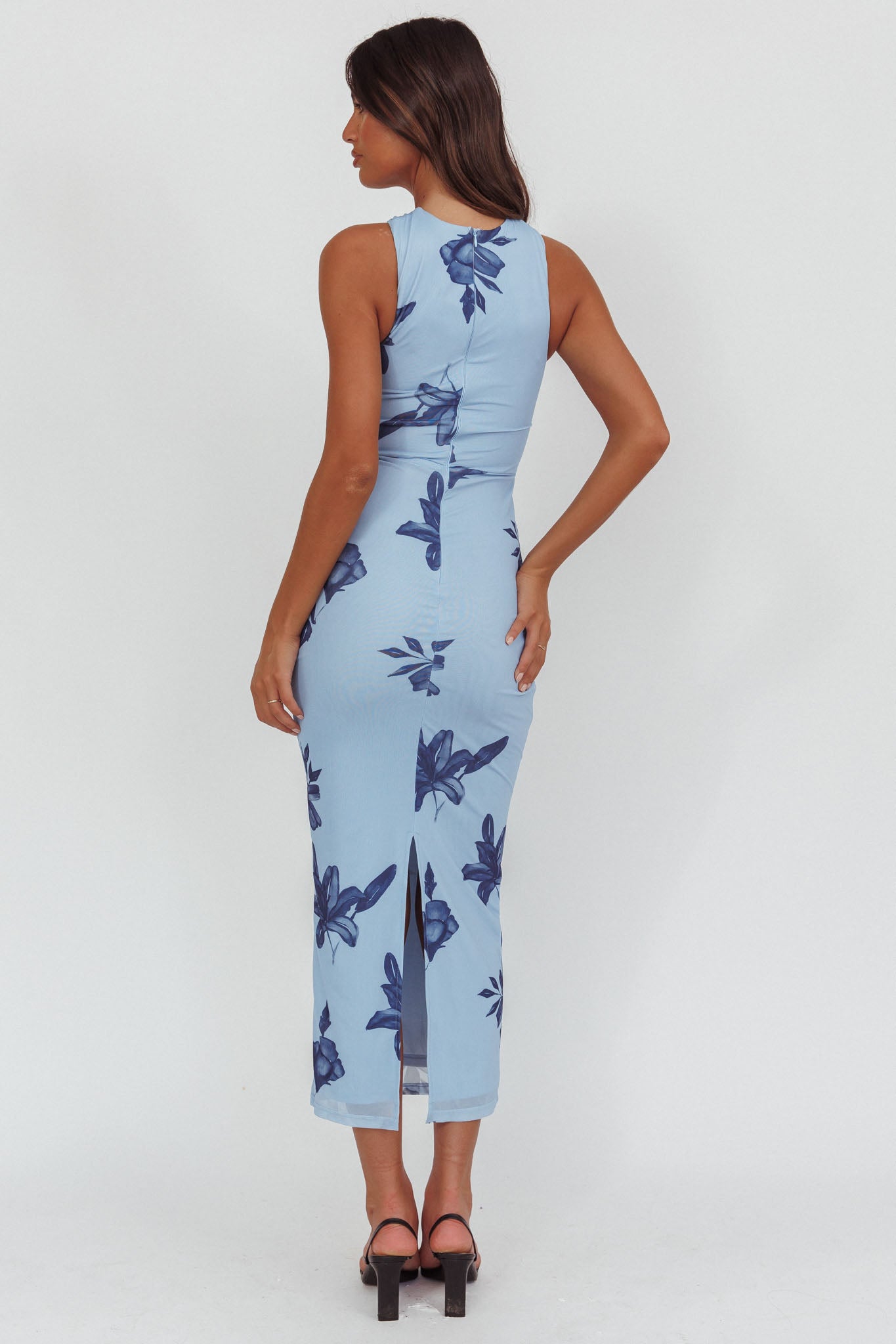 Maretha Gold Link Neckline Maxi Dress Lily Blue by Selfie Leslie Australia