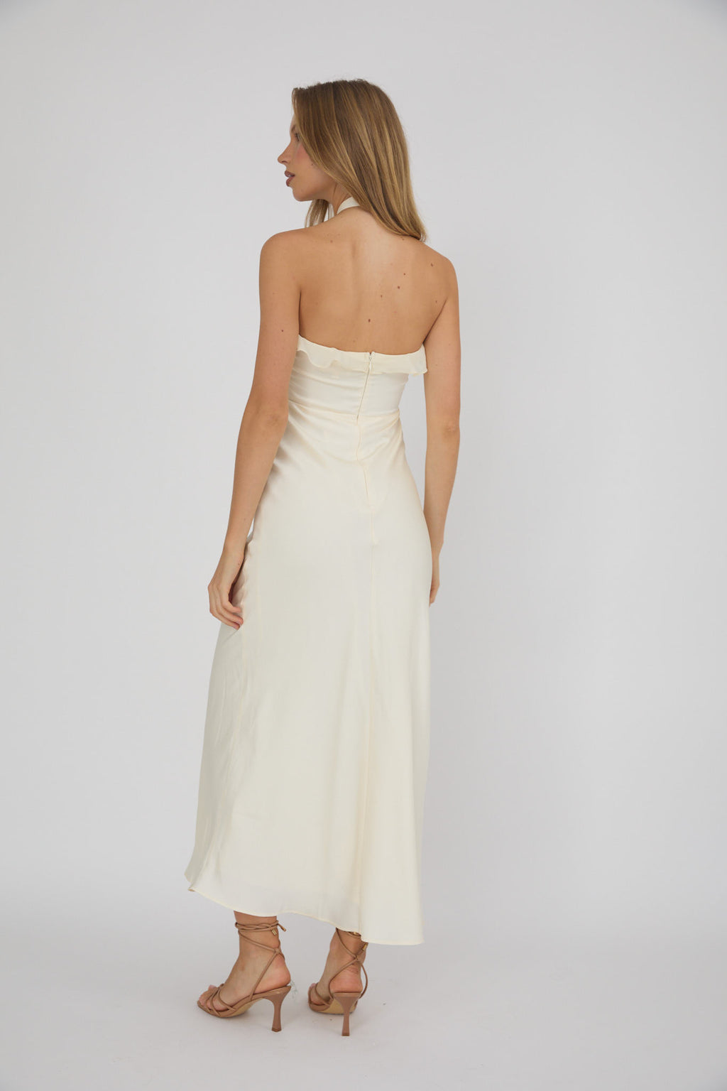 Starlet Halterneck Sash Maxi Dress Butter by Selfie Leslie Australia