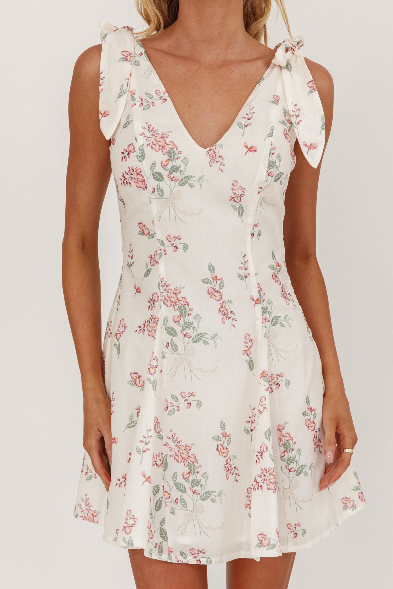 Matina Tied Shoulder Mini Dress Floral by Selfie Leslie Australia