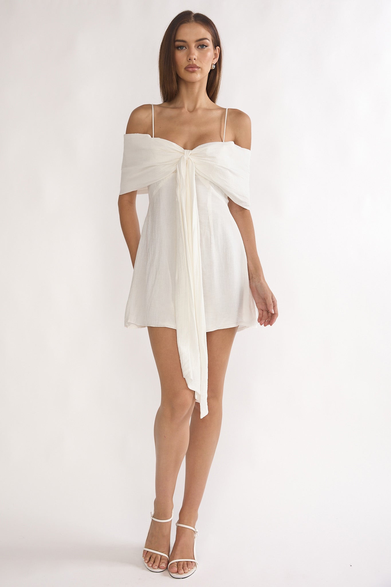 Lillibet Bow Tied Bust Mini Dress White by Selfie Leslie Australia