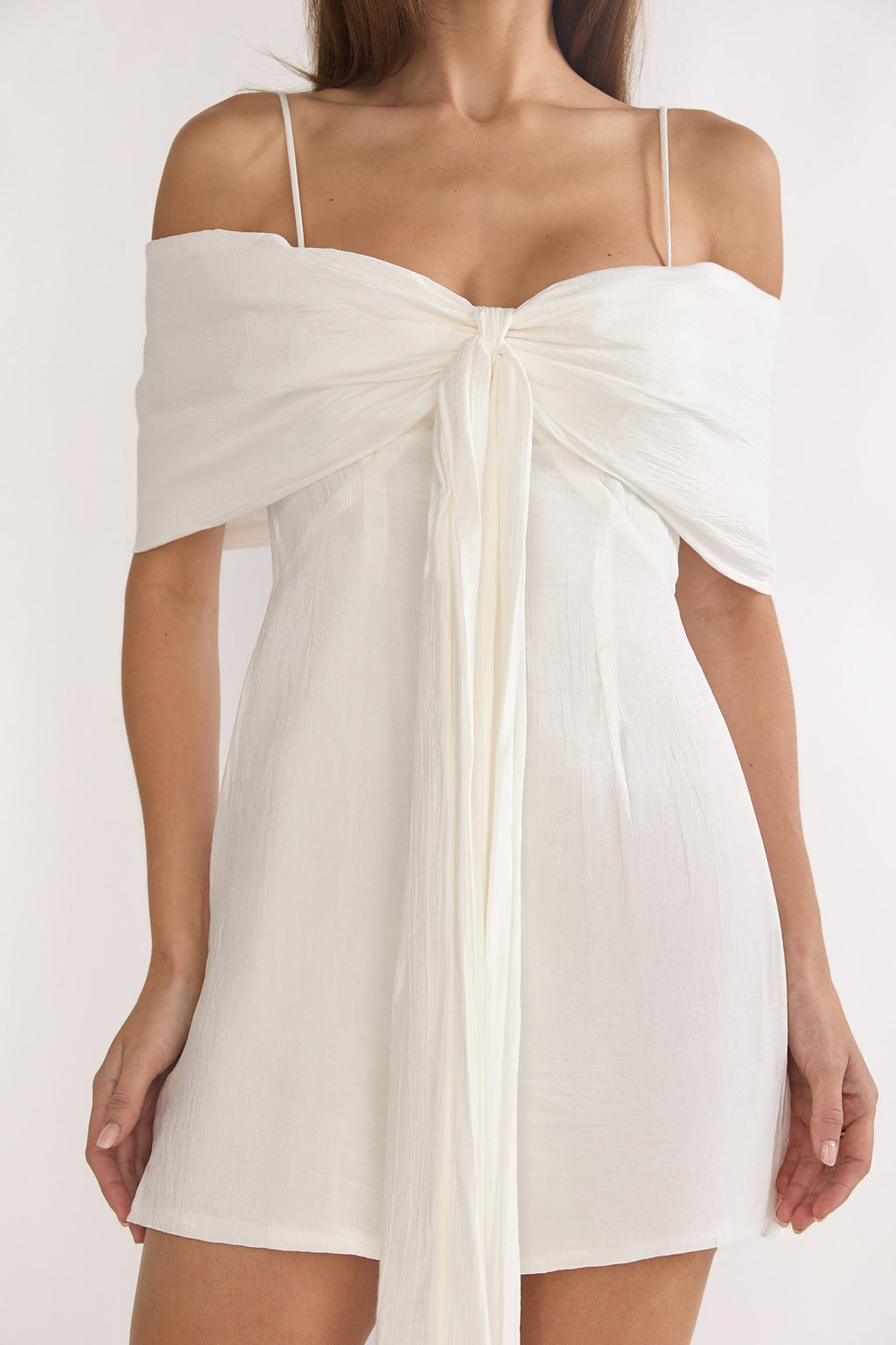 Lillibet Bow Tied Bust Mini Dress White by Selfie Leslie Australia