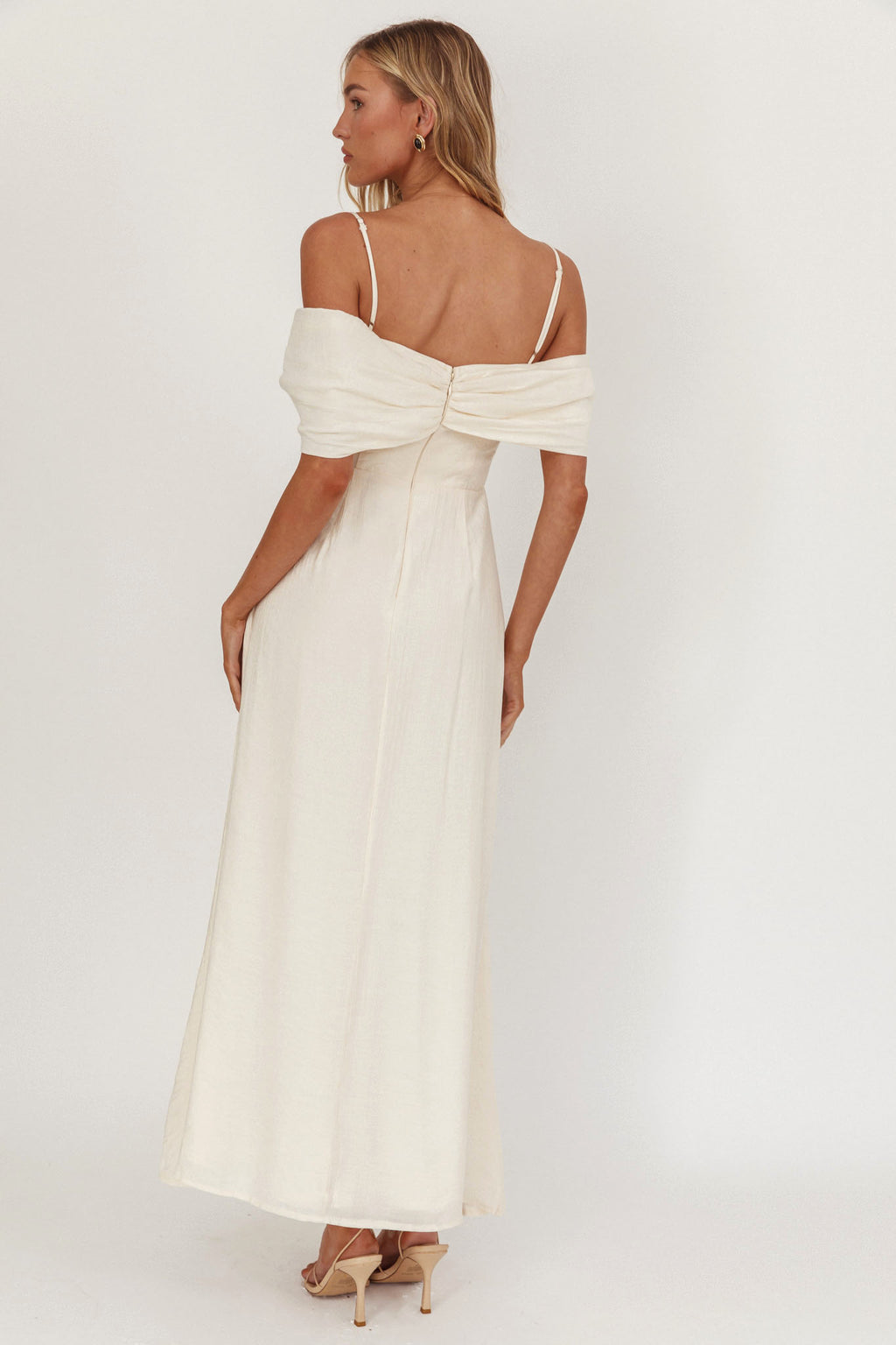 Lillibet Bow Tied Bust Midi Dress Cream by Selfie Leslie Australia