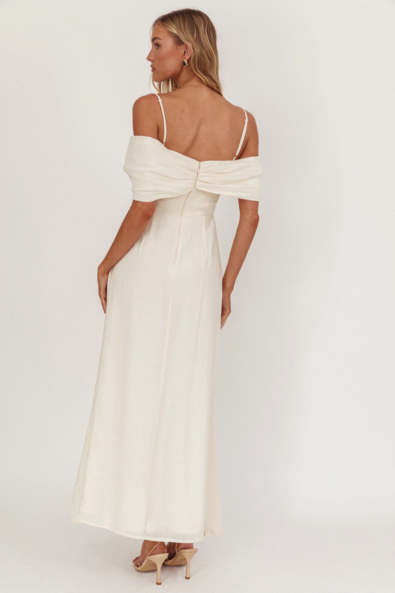 Lillibet Bow Tied Bust Midi Dress Cream by Selfie Leslie Australia
