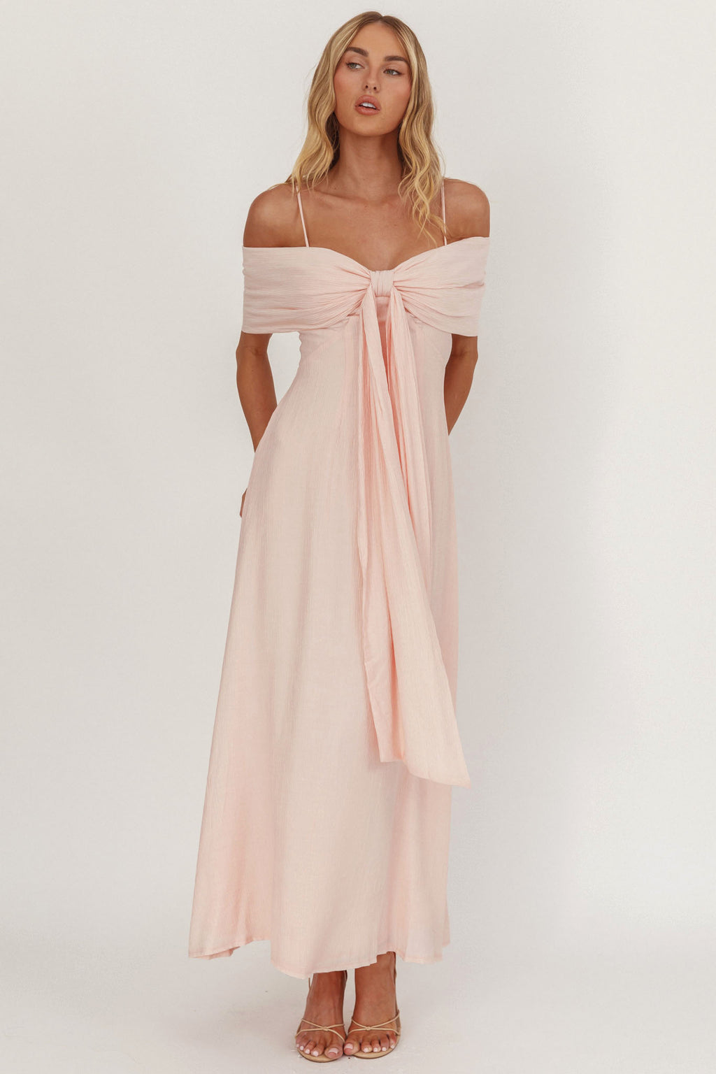 Lillibet Bow Tied Bust Midi Dress Pink by Selfie Leslie Australia