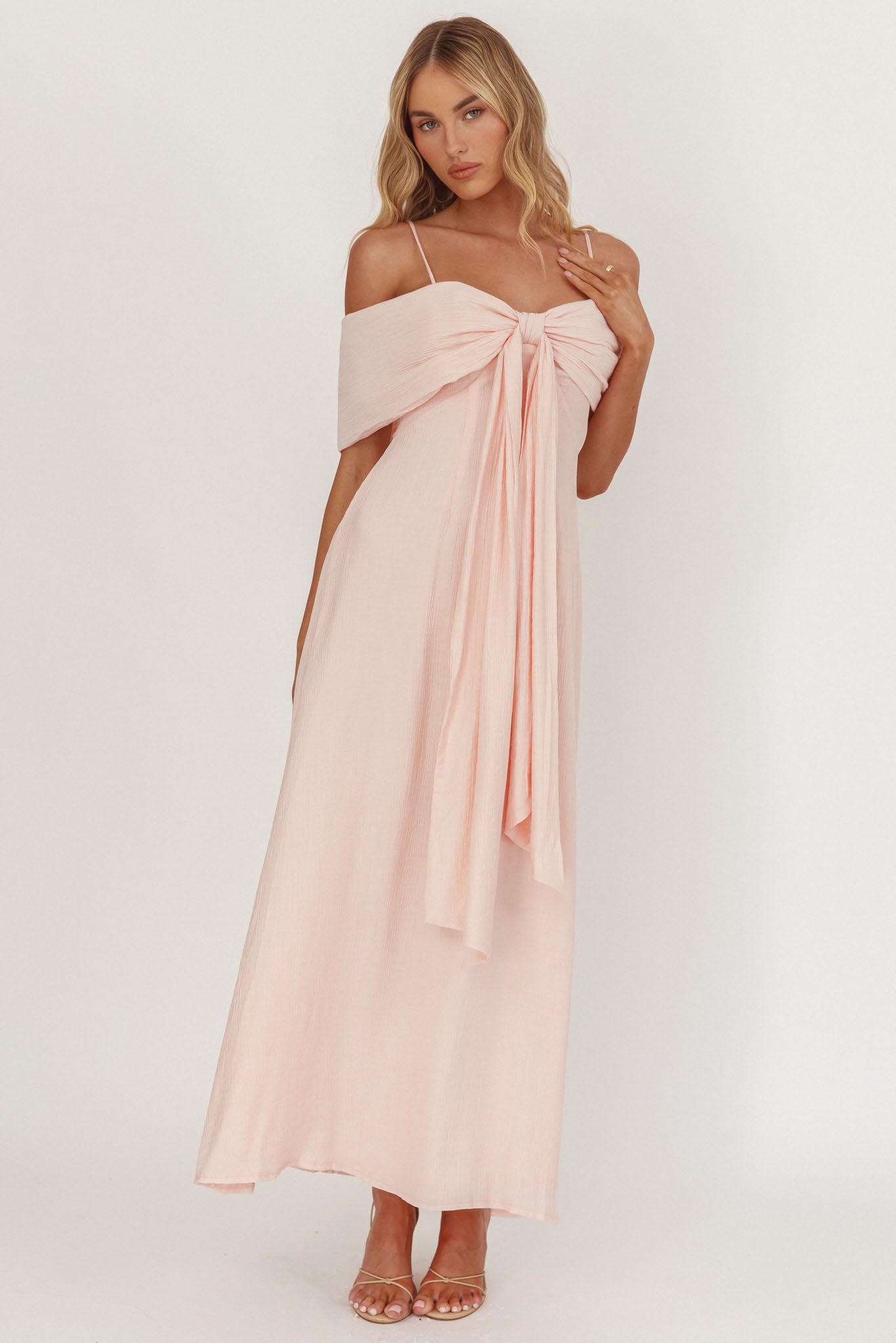Lillibet Bow Tied Bust Midi Dress Pink by Selfie Leslie Australia