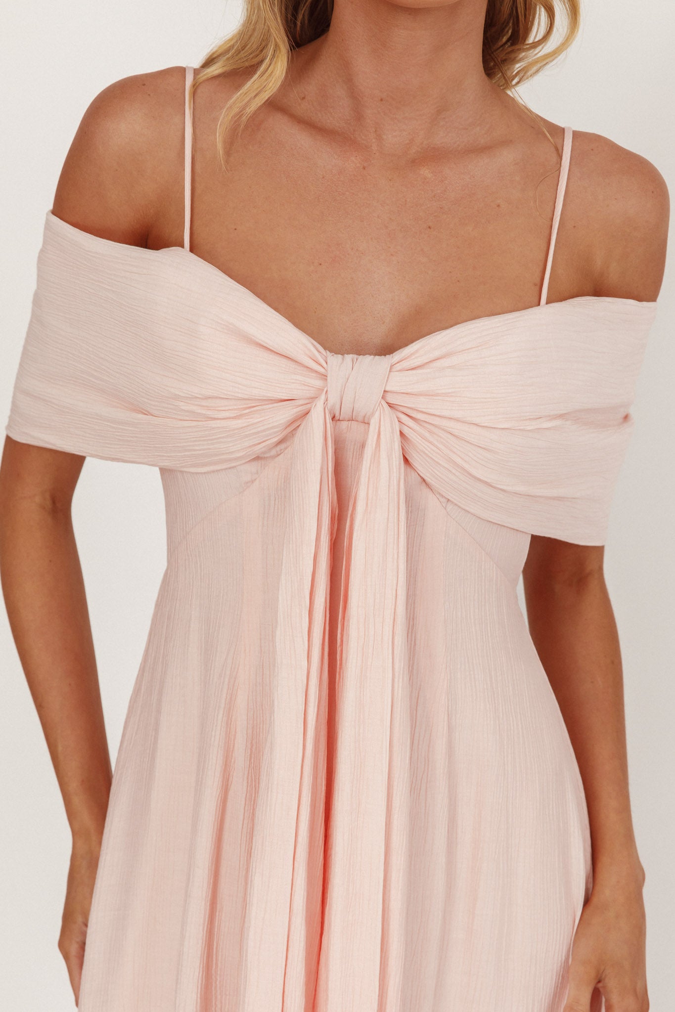 Lillibet Bow Tied Bust Midi Dress Pink by Selfie Leslie Australia