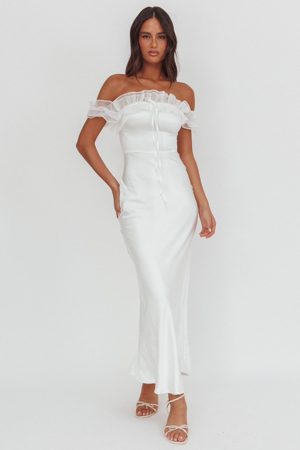 Summerfield Off-Shoulder Maxi Dress White by Selfie Leslie Australia