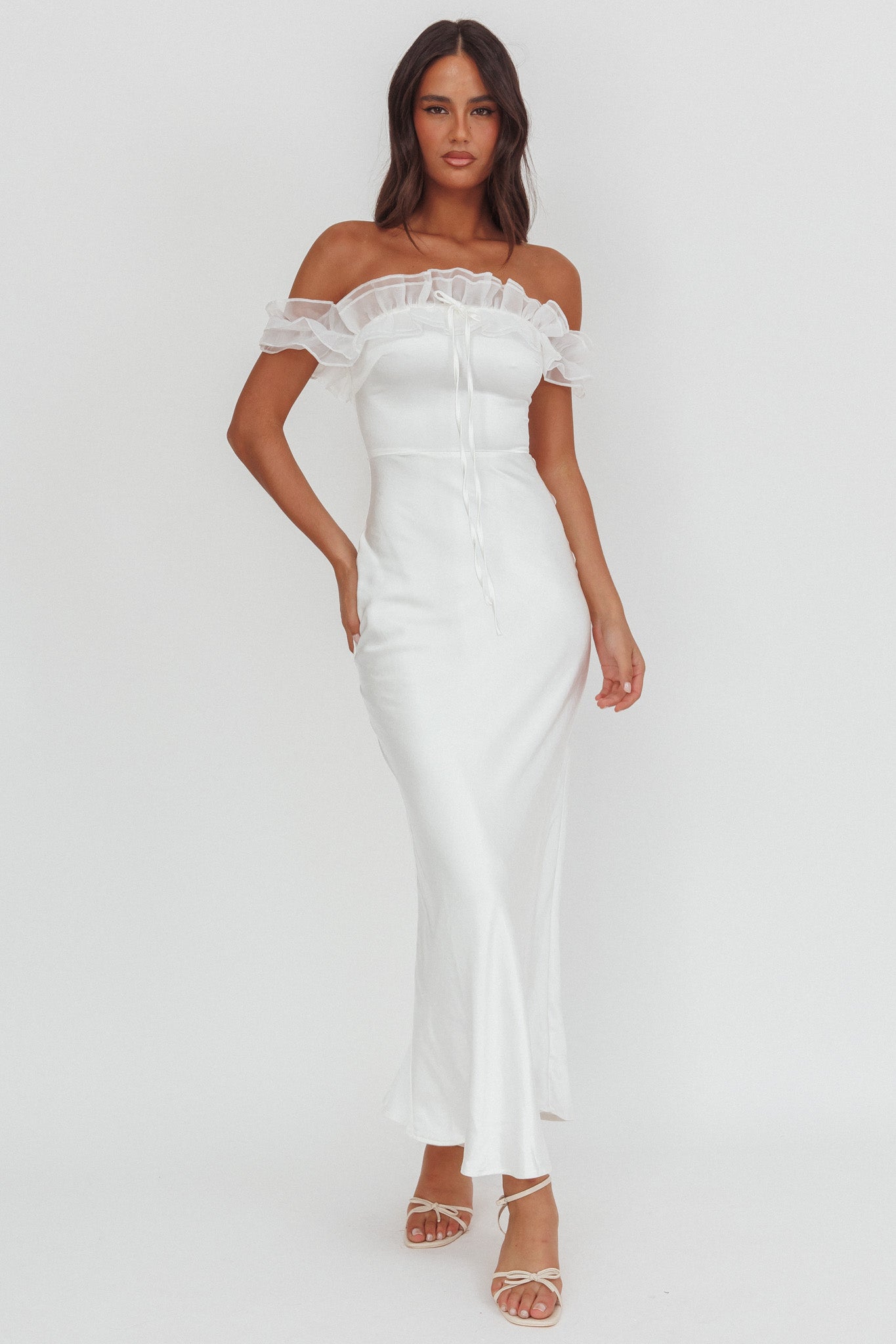 Summerfield Off-Shoulder Maxi Dress White by Selfie Leslie Australia