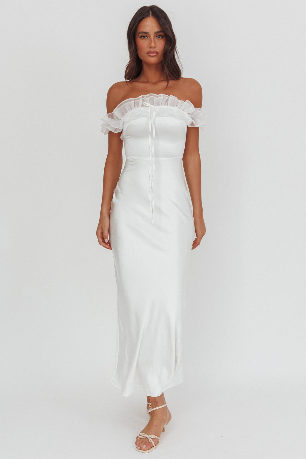 Summerfield Off-Shoulder Maxi Dress White by Selfie Leslie Australia