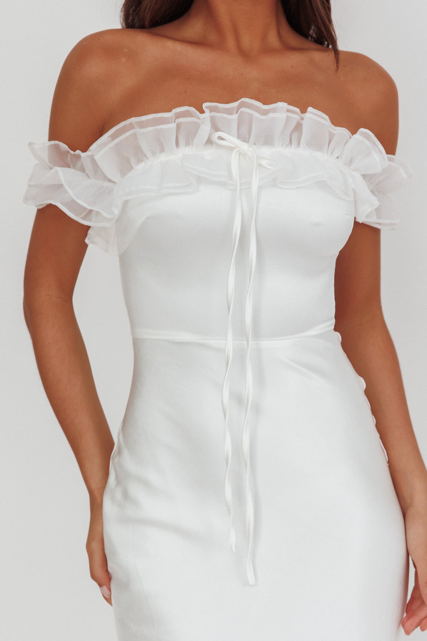 Summerfield Off-Shoulder Maxi Dress White by Selfie Leslie Australia