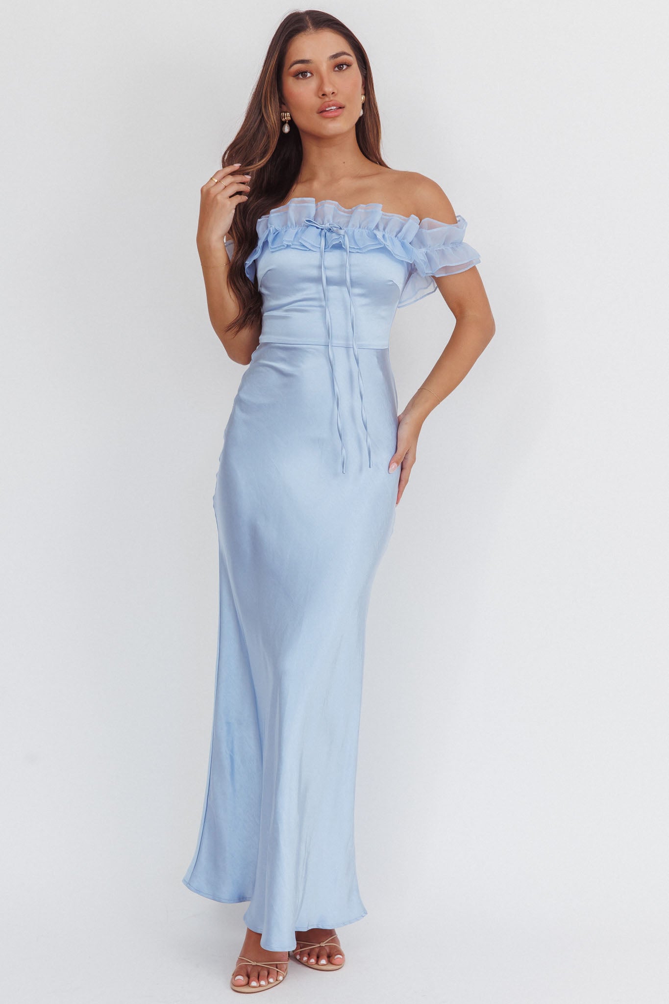 Summerfield Off-Shoulder Maxi Dress Blue by Selfie Leslie Australia