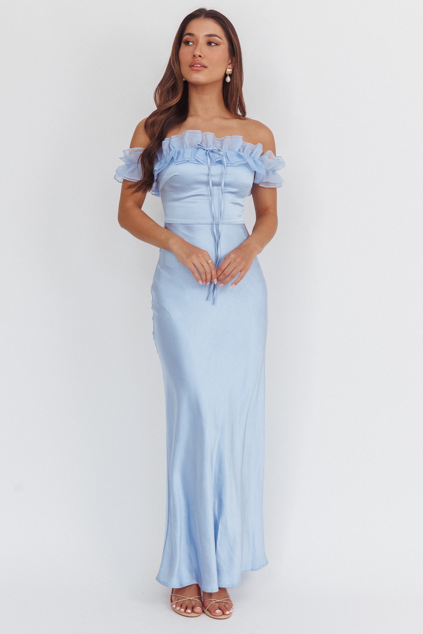 Summerfield Off-Shoulder Maxi Dress Blue by Selfie Leslie Australia