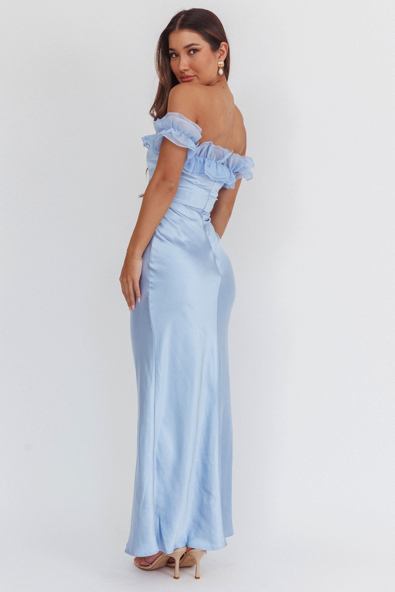 Summerfield Off-Shoulder Maxi Dress Blue by Selfie Leslie Australia