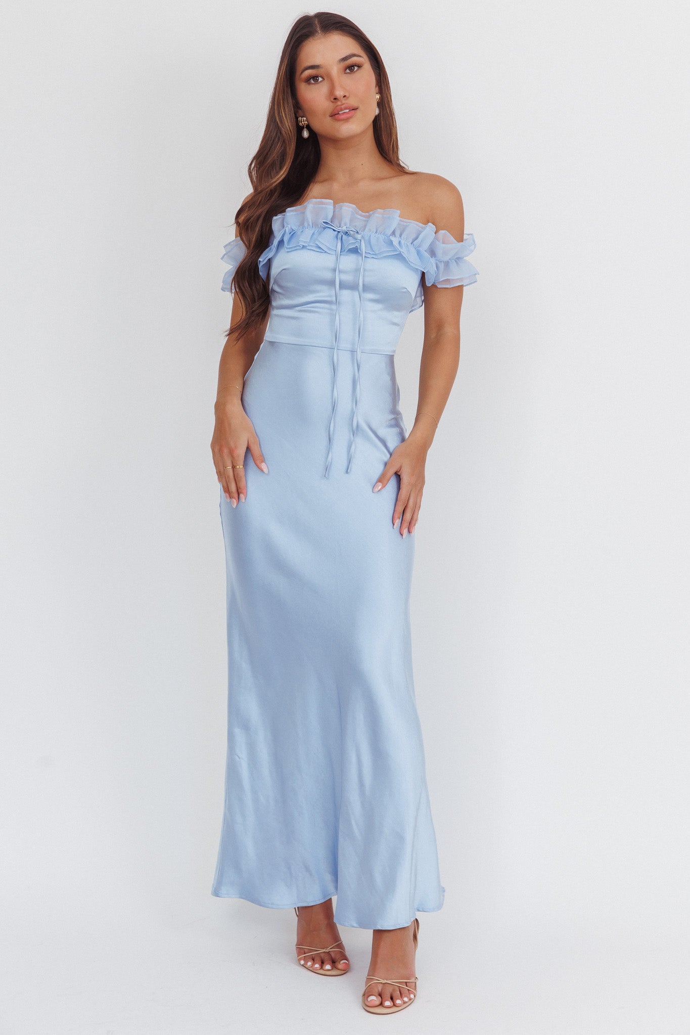 Summerfield Off-Shoulder Maxi Dress Blue by Selfie Leslie Australia