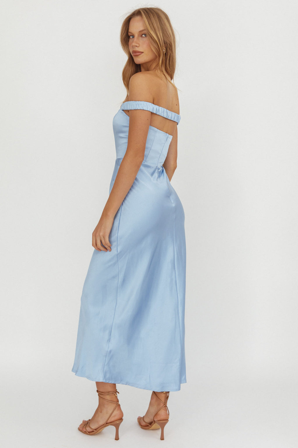 Cari Off-Shoulder Strap Maxi Dress Ice Blue by Selfie Leslie Australia