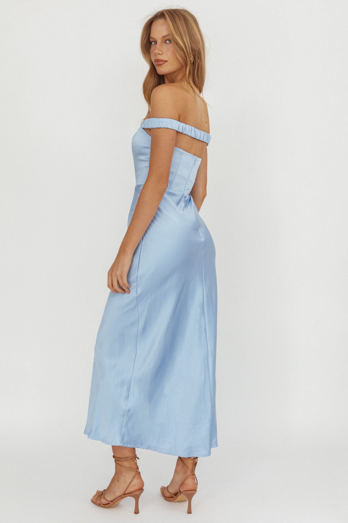 Cari Off-Shoulder Strap Maxi Dress Ice Blue by Selfie Leslie Australia