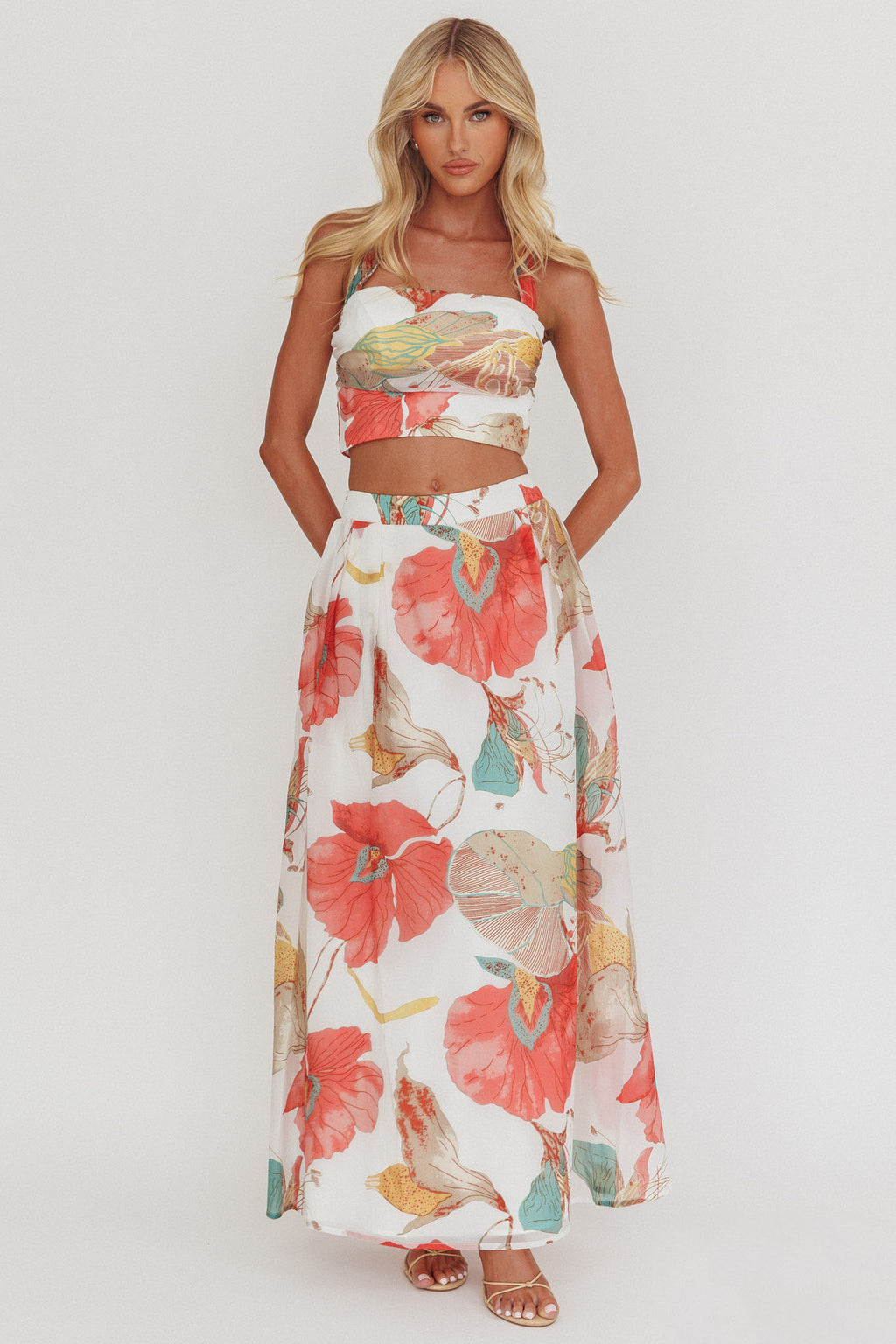 Simple Things A-Line Maxi Skirt Floral White by Selfie Leslie Australia