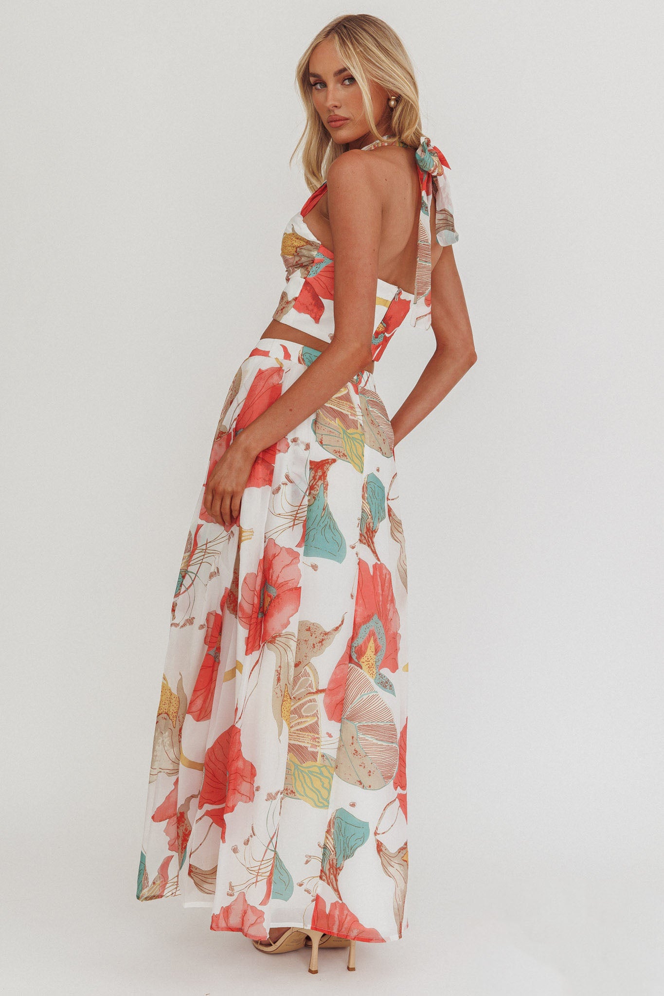 Simple Things A-Line Maxi Skirt Floral White by Selfie Leslie Australia